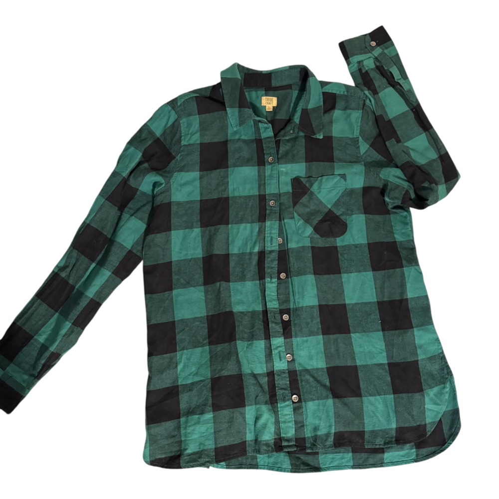 True Craft Green and Black Buffalo Plaid Button-Down Shirt